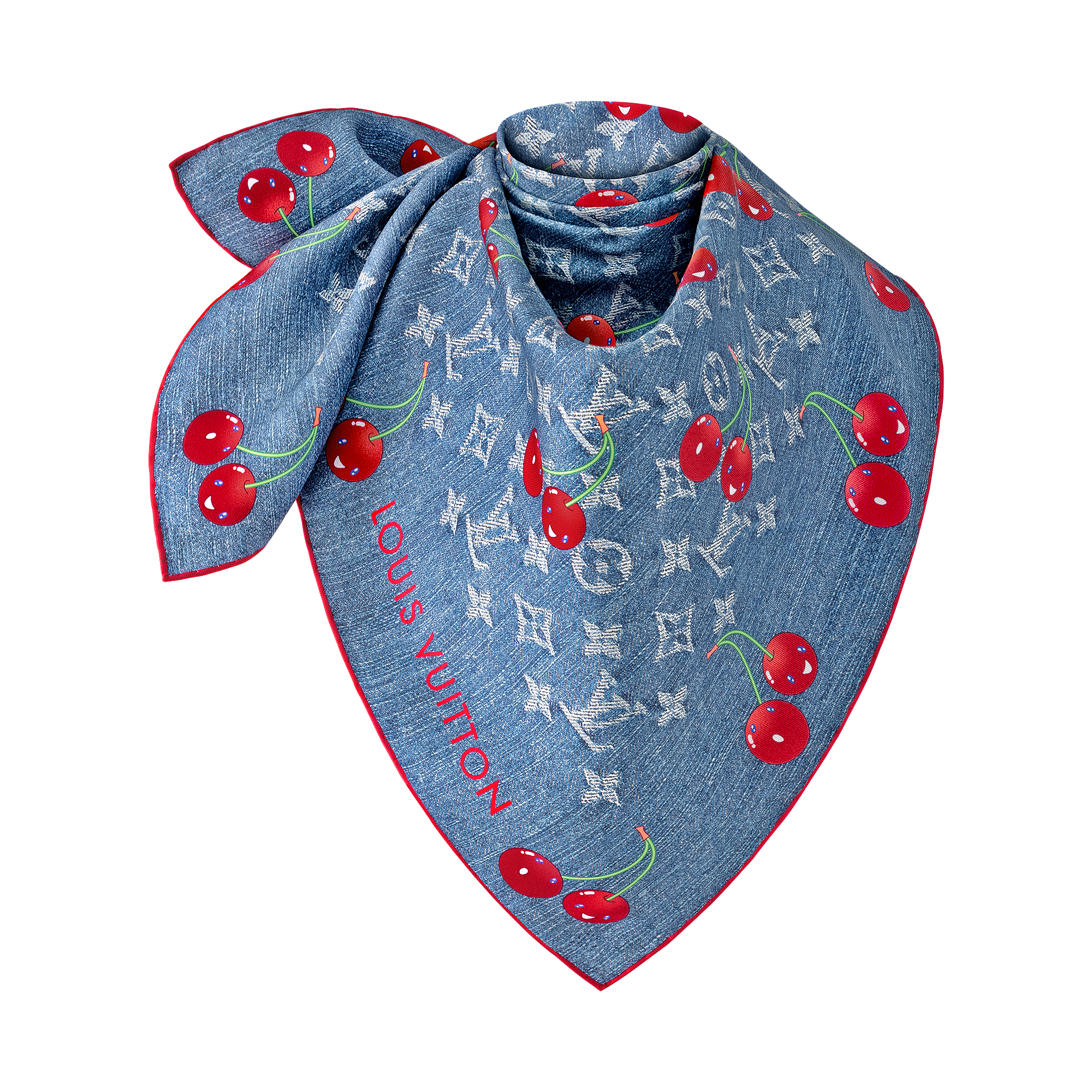 LV x TM DENIM CERISE 90 方巾- LVS00 | 路易威登LOUIS VUITTON官方线